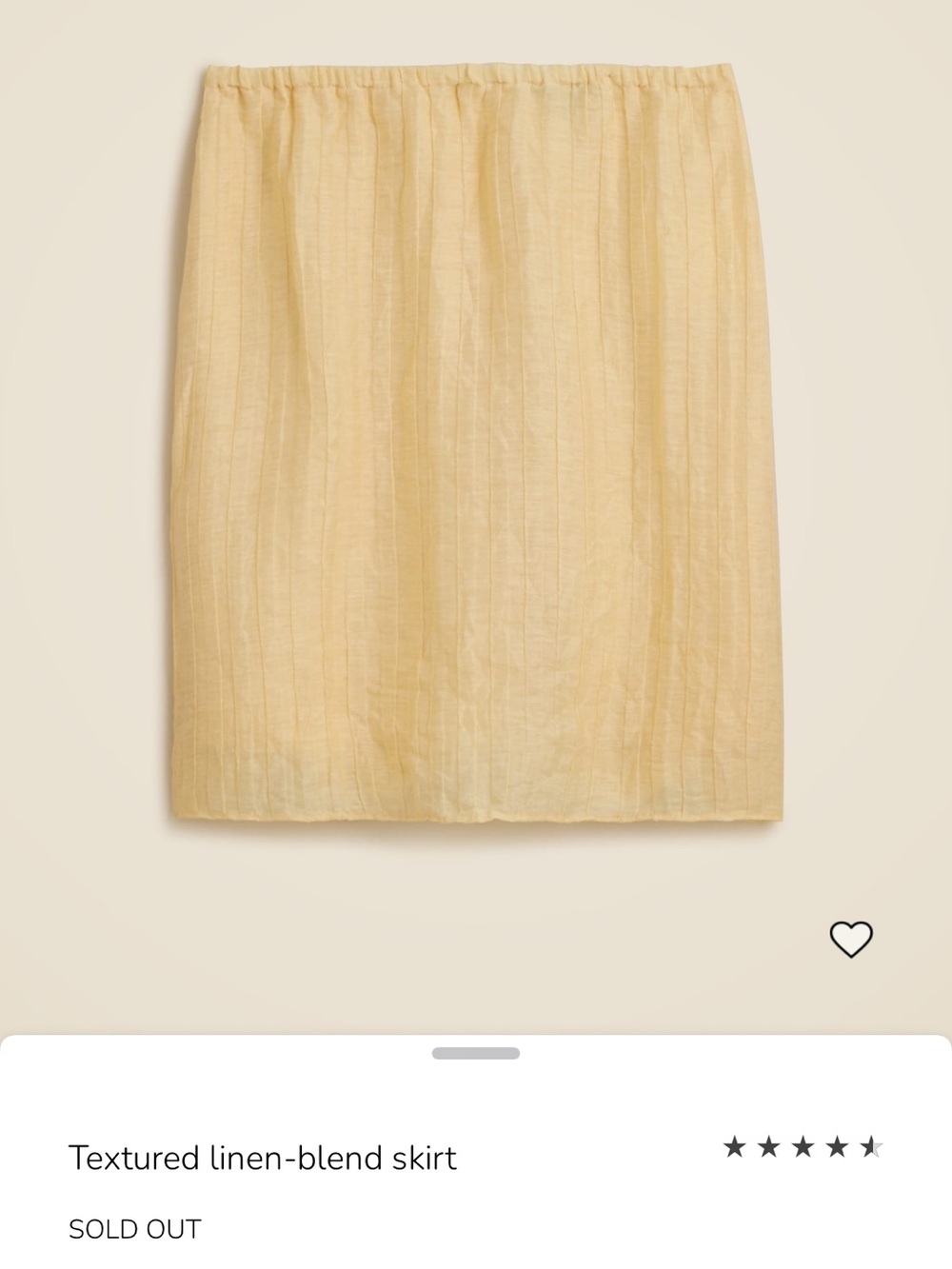 J Crew Textured Linen-Blend Skirt in Pale Yellow Size 0